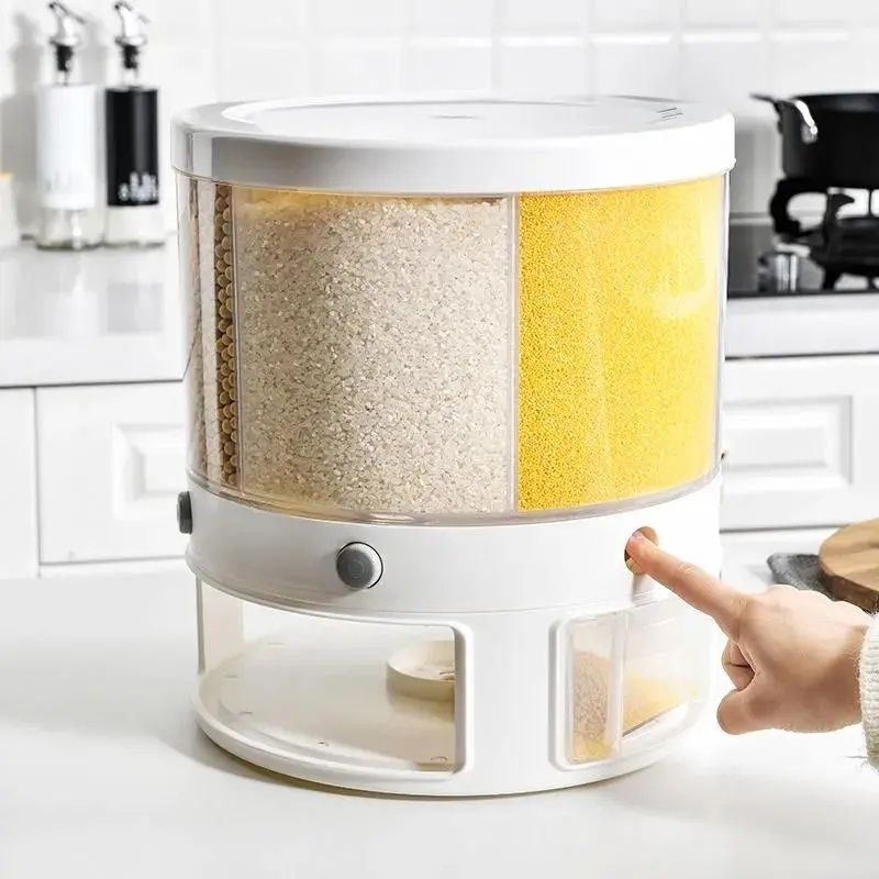 5in1 Transparent Cereal Dispenser Household Rice Bucket