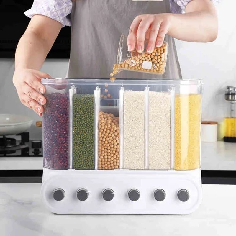 5in1 Transparent Cereal Dispenser Household Rice Bucket