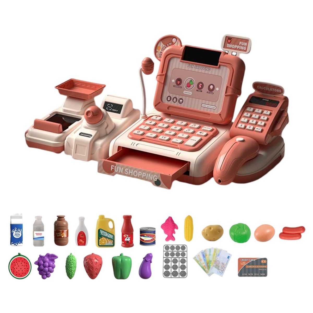 Simulation Children's Supermarket Store Toys Cash Orange