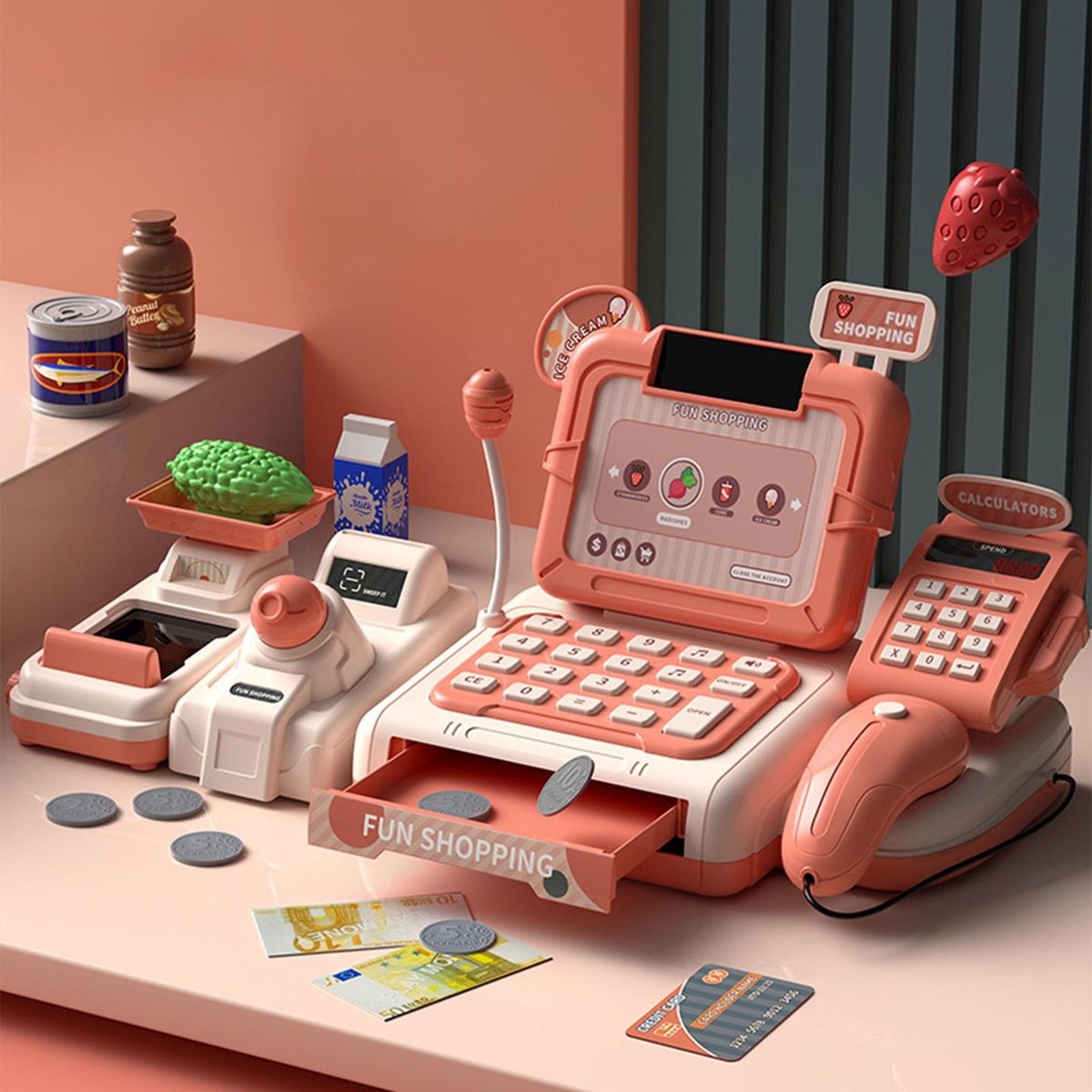 Simulation Children's Supermarket Store Toys Cash Orange