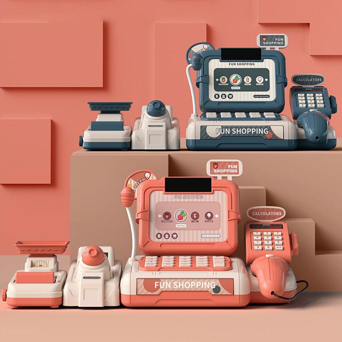 Simulation Children's Supermarket Store Toys Cash Orange