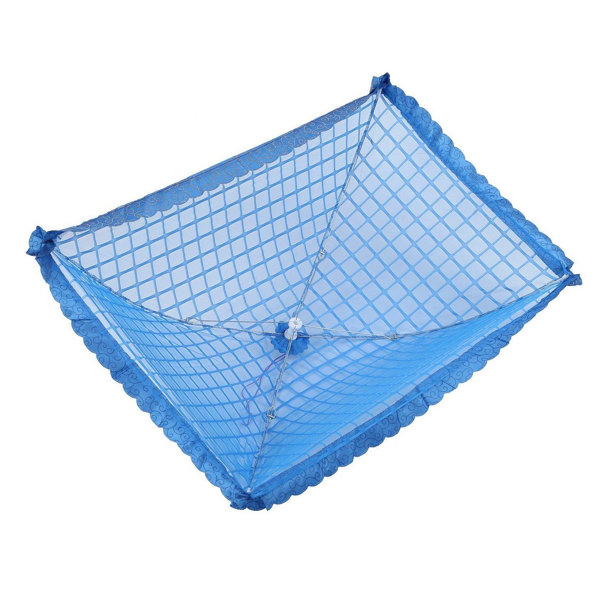 Set of 1 Square Mesh Screen Umbrella Food Cover Net Tents Reusable and Folding 72x51cm for Picnic/BBQ - Keep Out Flies, Bugs, Mosquitos-(blue)