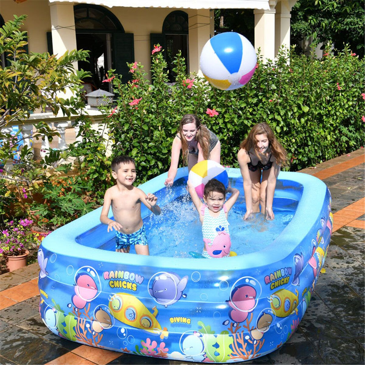 Summer 3 Layer Inflatable Swimming Pool Ortable Foldable Adult/children's Pool Bath Tub Outdoor Indoor 155×108×52cm