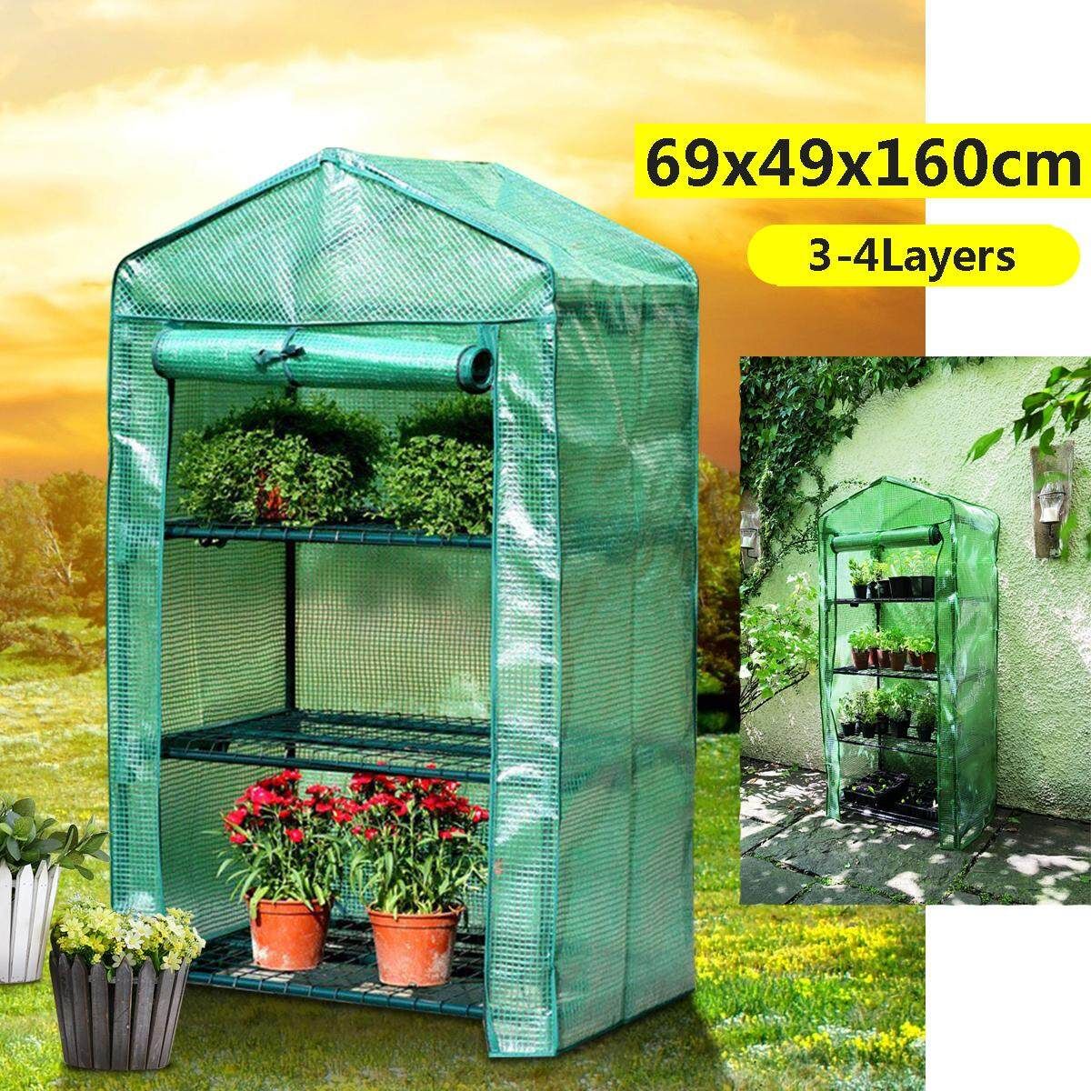 Garden Greenhouse Grow House PVC Cover Flower Plant Warm Shed Cover Roll-up Door Green