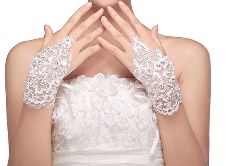 1 Pair Of Gloves Wedding Gown Accessories Fingerless Gloves