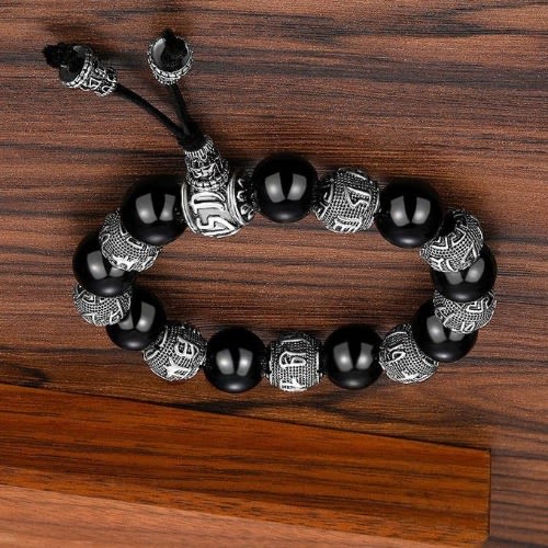 Obsidisn Bead Rosary Bracelet