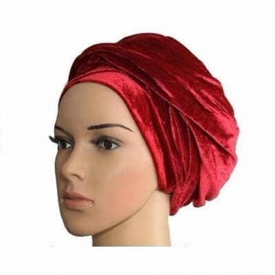 Women's Velvet Turban - Red
