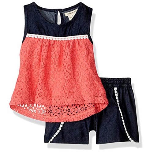 Girls' 2-Piece Melon Lace Top & Chambray Shorts