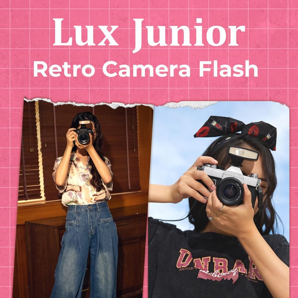 Godox Lux Junior Retro Camera Flash GN12 6000K Color Temperature Auto & Manual Modes 1/1-1/64 Flash Power 28mm Focal Length Replacement for Canon Nikon Sony Fuji Olympus Hot-shoe Cameras