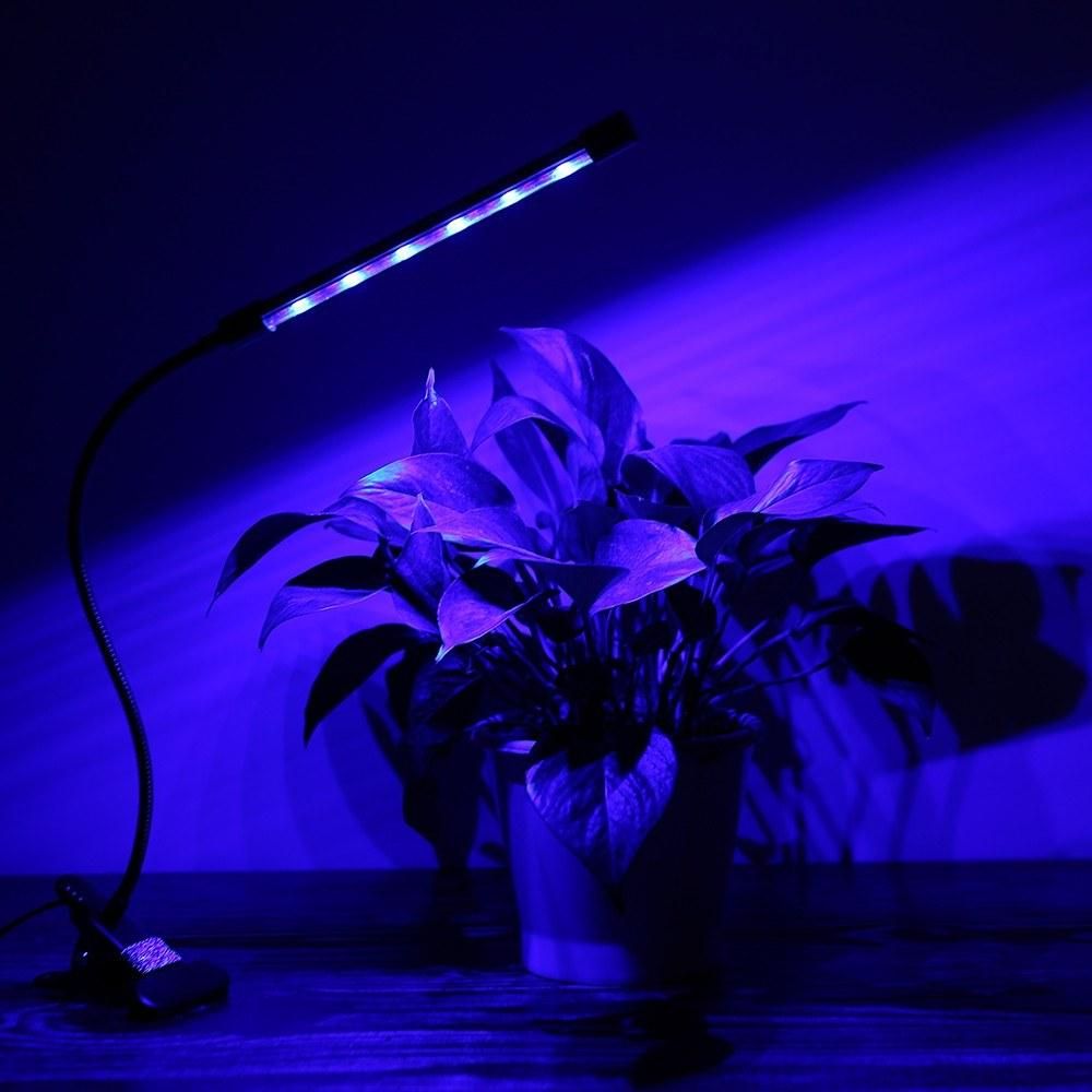DC 5V 8W One-headed LEDs Plant Growing Light with Adjustable 360° Goosenecks Red and Blue Light Bulbs USB Charging Clip-on Grow Lamp Auto Off with 3/9/12H Cycle Timing Function 5 Dimmable Levels & 3 Spectrum Modes for Indoor