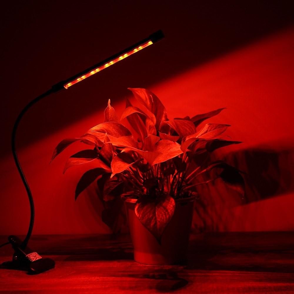 DC 5V 8W One-headed LEDs Plant Growing Light with Adjustable 360° Goosenecks Red and Blue Light Bulbs USB Charging Clip-on Grow Lamp Auto Off with 3/9/12H Cycle Timing Function 5 Dimmable Levels & 3 Spectrum Modes for Indoor