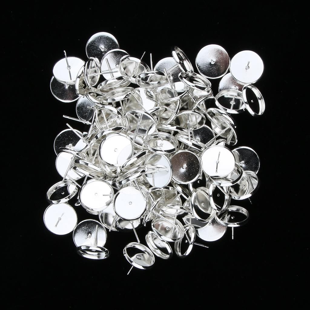 2X 100/pack Silver Blank Stud Earring Cabochon Setting Base Post