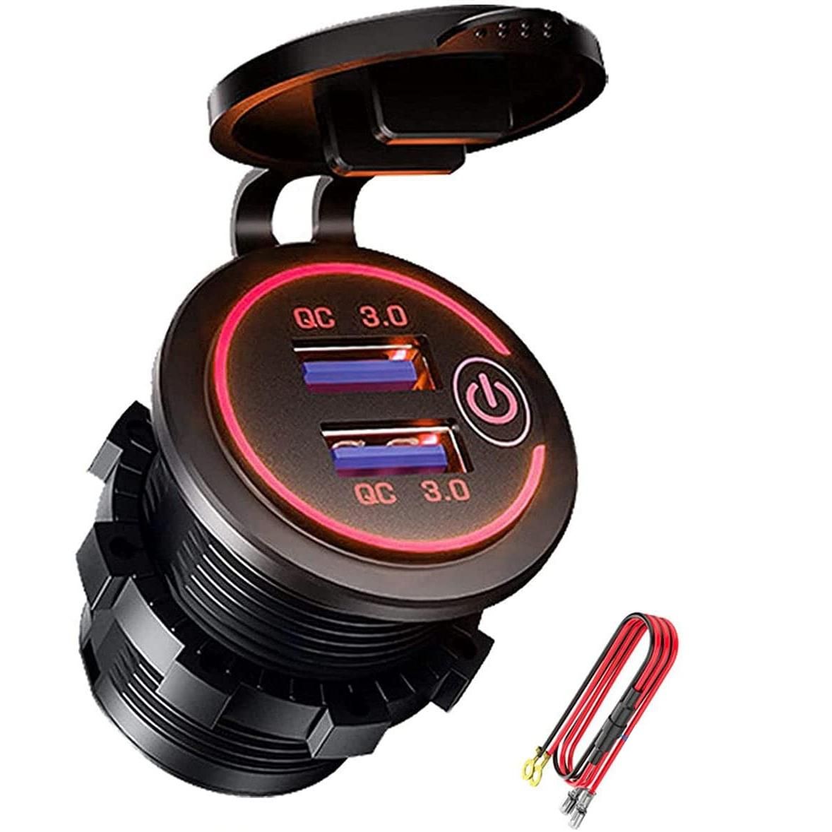 QC 3.0 Dual USB Charger Socket,Waterproof 12V/24V USB