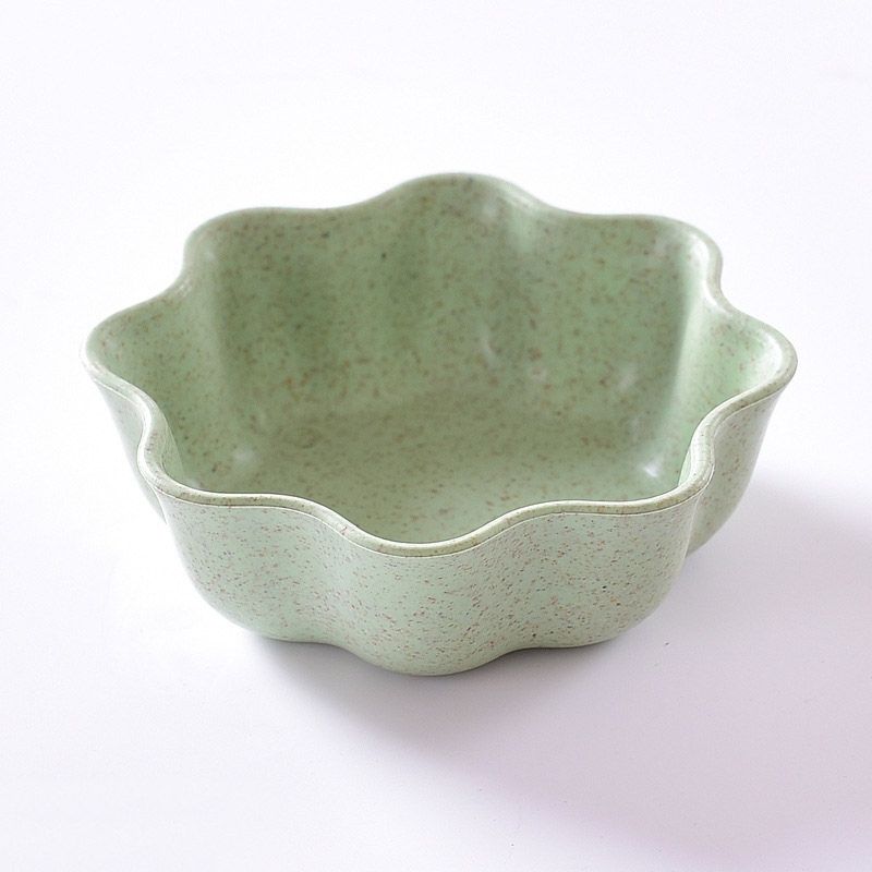 5 PCS Creative Plum Shape Dishes Wheat Straw Seasoning Dish Snack Plate Chili Sauce Ketchup Dressing Salt Dish,Size:7x7x2.5cm(Green)