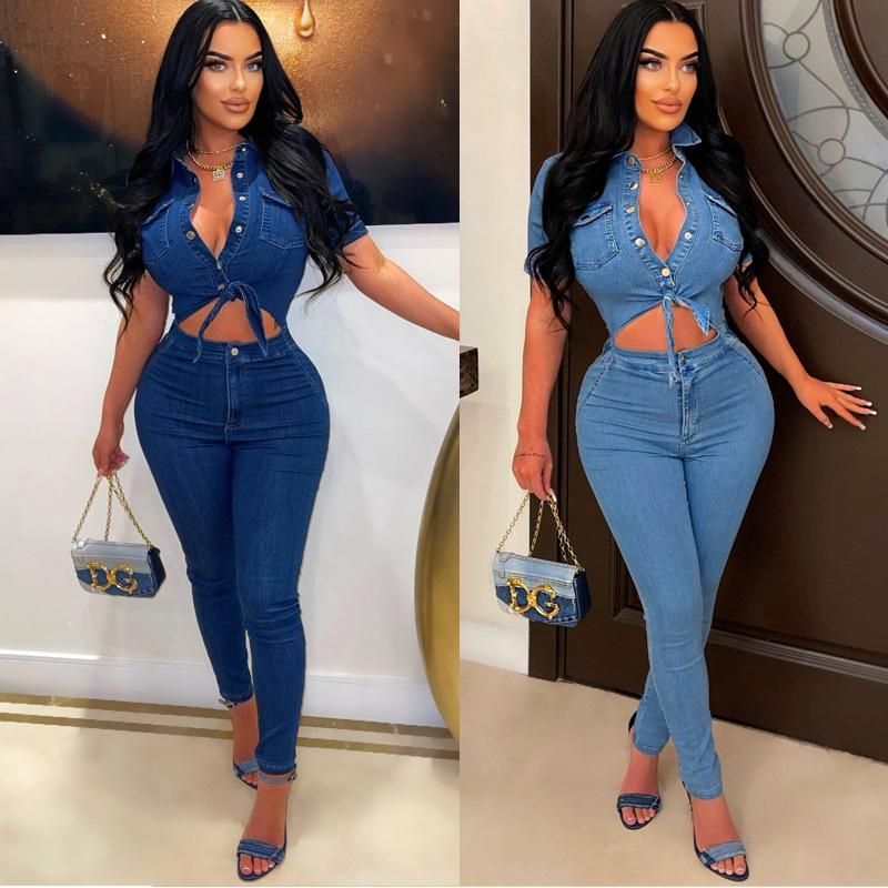 Independent Station Jumpsuit Women's 2023 New Slim Fit Tight Waist Denim Skinny Pants Temperament Commute Jumpsuit