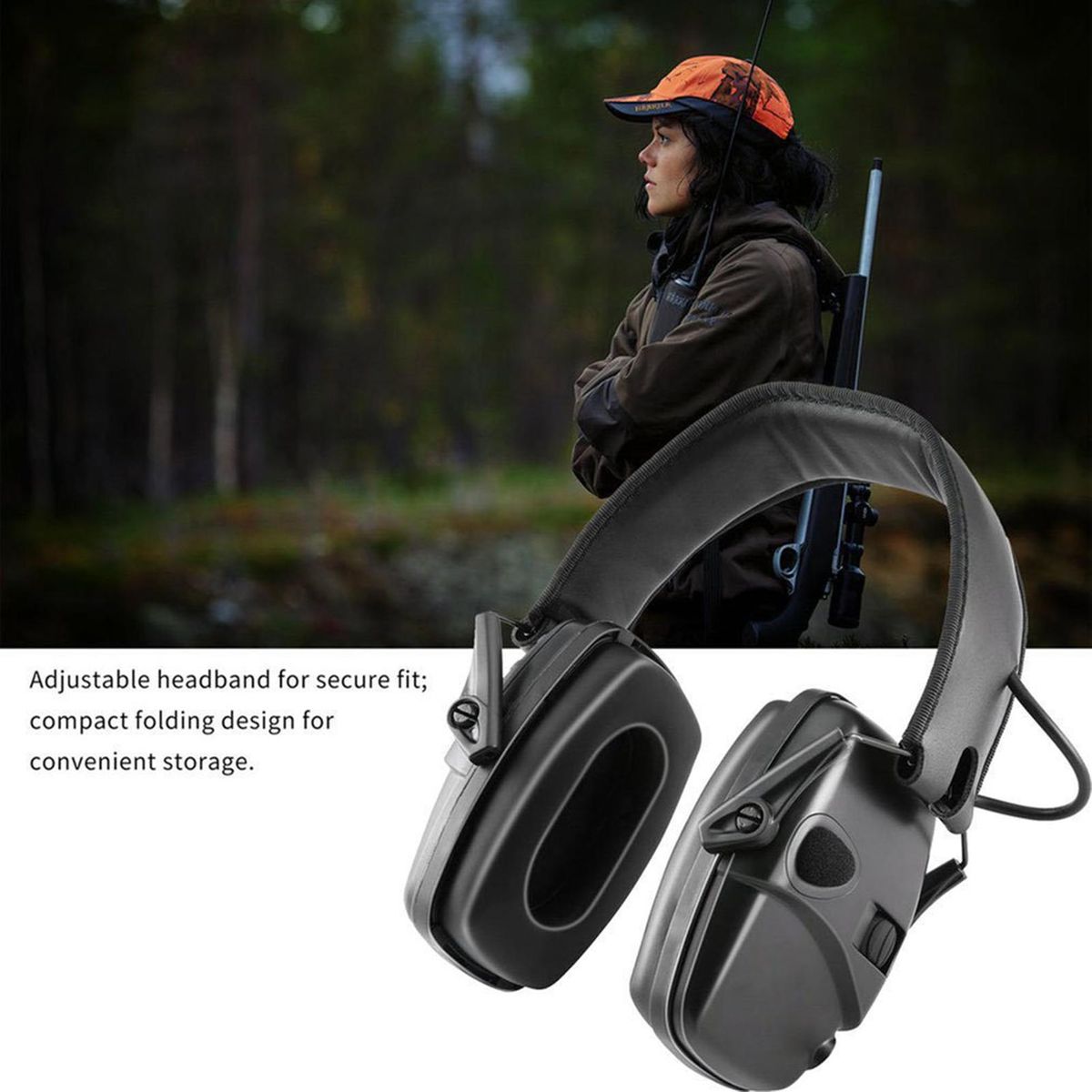 Electronic Folding Ear Protector Anti-Noise Earmuffs for Shooting Hu nting