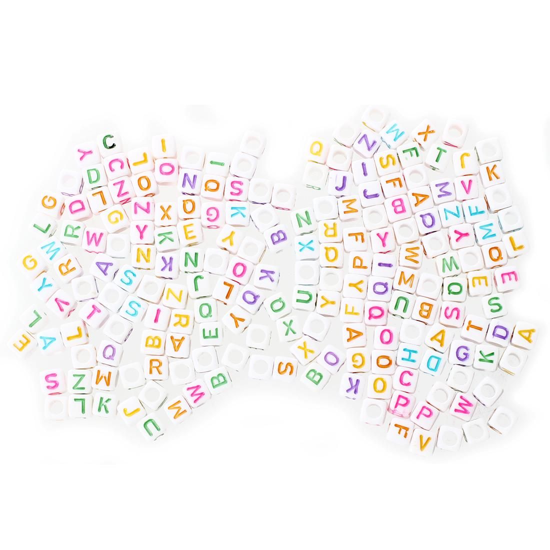 Lot 200 letter of the alphabet plastic Cube loose beads