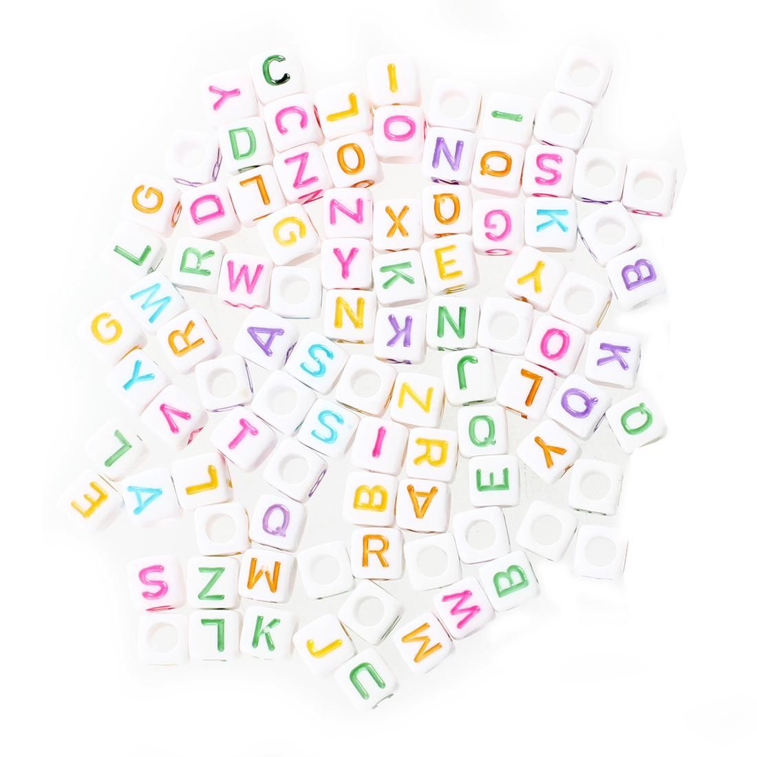 Lot 200 letter of the alphabet plastic Cube loose beads