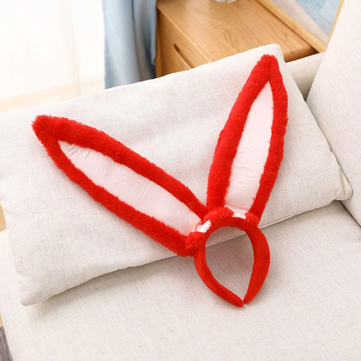 Bunny Headband Hair Hoop Holiday Costume Cosplay Props Red