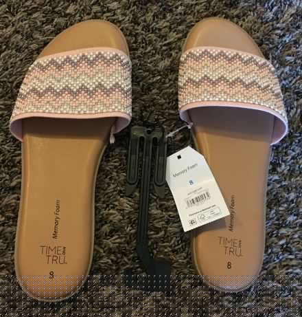 Women Beaded Slide Sandal Peach