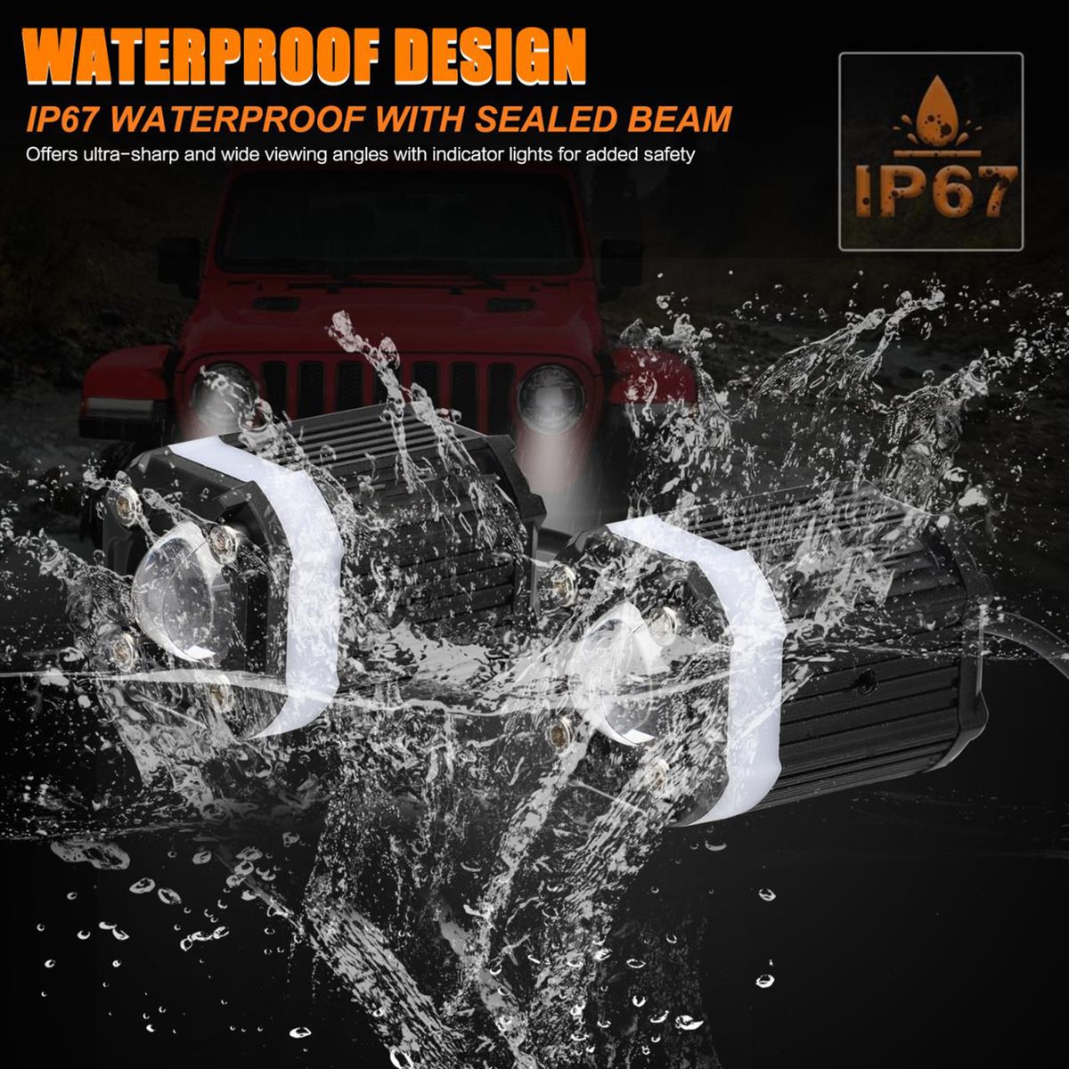 2 Pack Universal LED Motorcycle Spotlight  Headlight