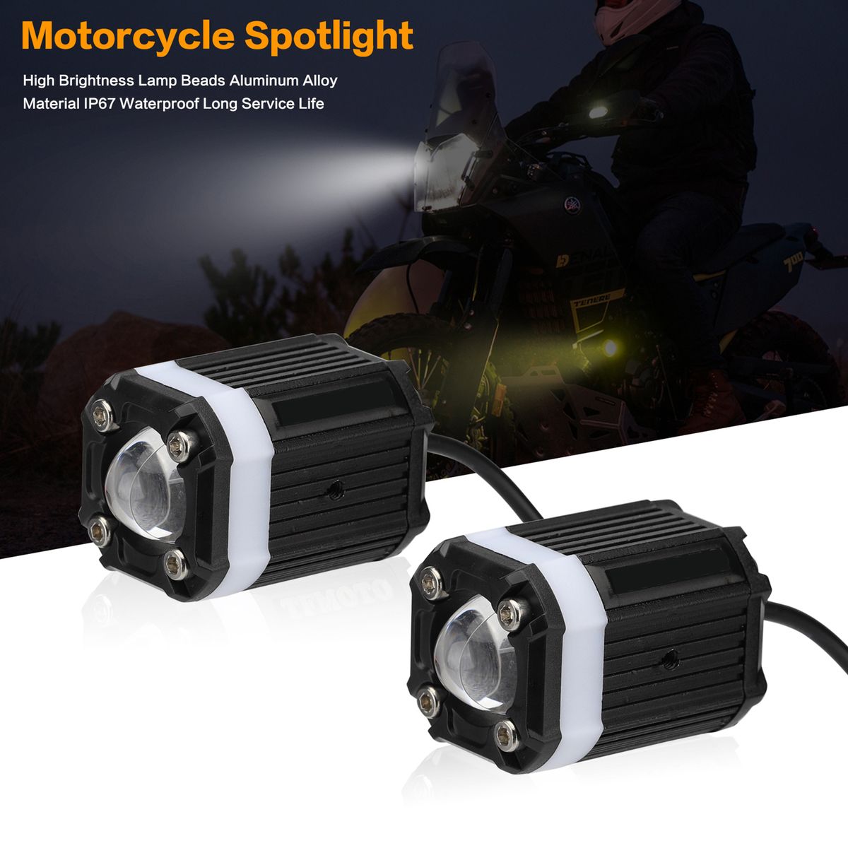 2 Pack Universal LED Motorcycle Spotlight  Headlight
