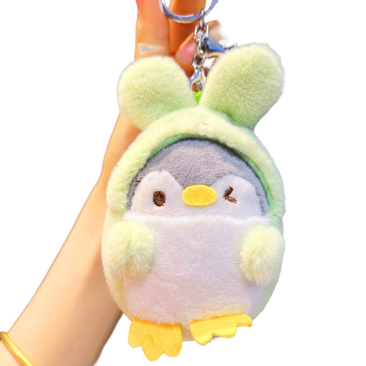 Penguin Keychain Stuffed Animal Doll Key Ring Backpack Ornament Green