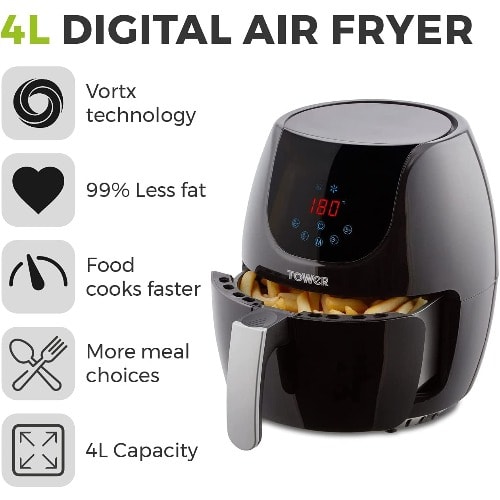 Digital Air Fryer -  Vortx - 4L - 4-in-1 - 1500W - T17067