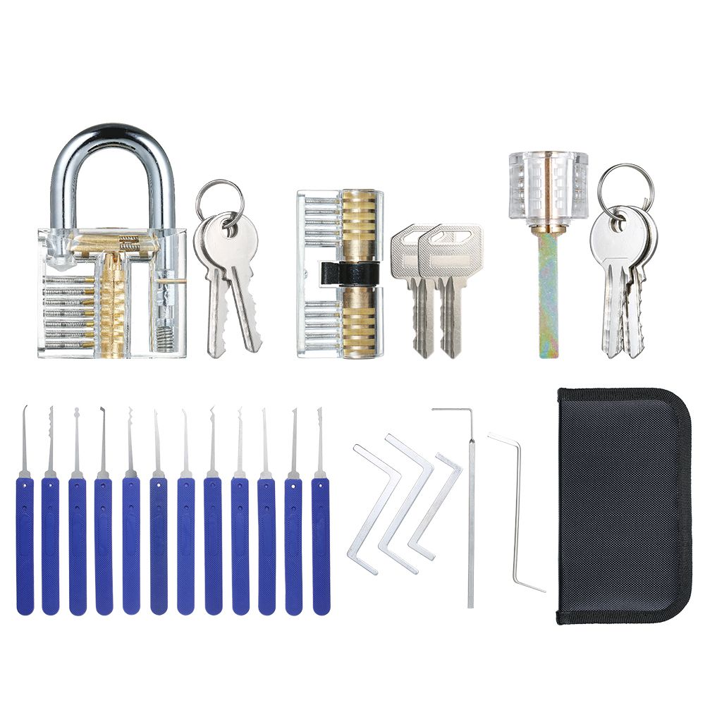 17 PCS Lock Picking Set With Storage Bag + 3 PCS Visible