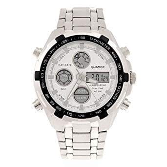 White Dial Wristwatch For Men - Silver