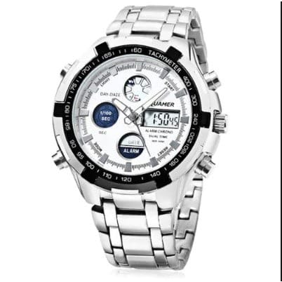 White Dial Wristwatch For Men - Silver