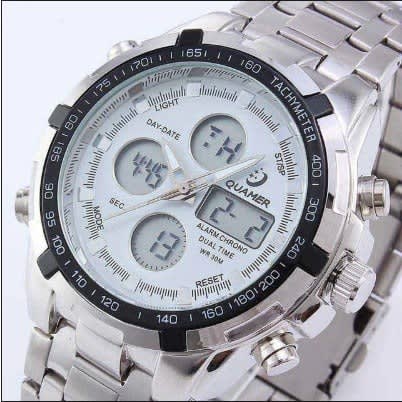 White Dial Wristwatch For Men - Silver