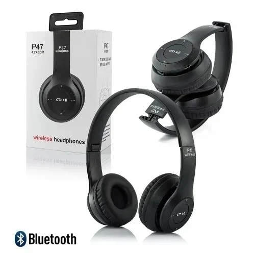Bluetooth Over Ear Foldable Headset - P47 - Black