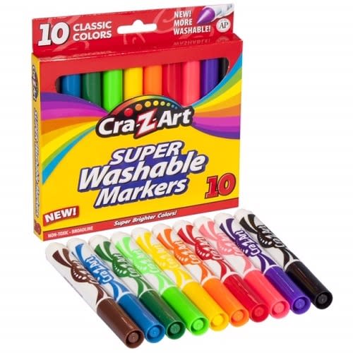 Super Washable Colour Markers - 10pcs