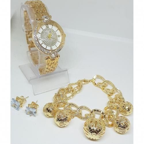 City Boss Ladies Watch, With Bracelet +Stud Earrings