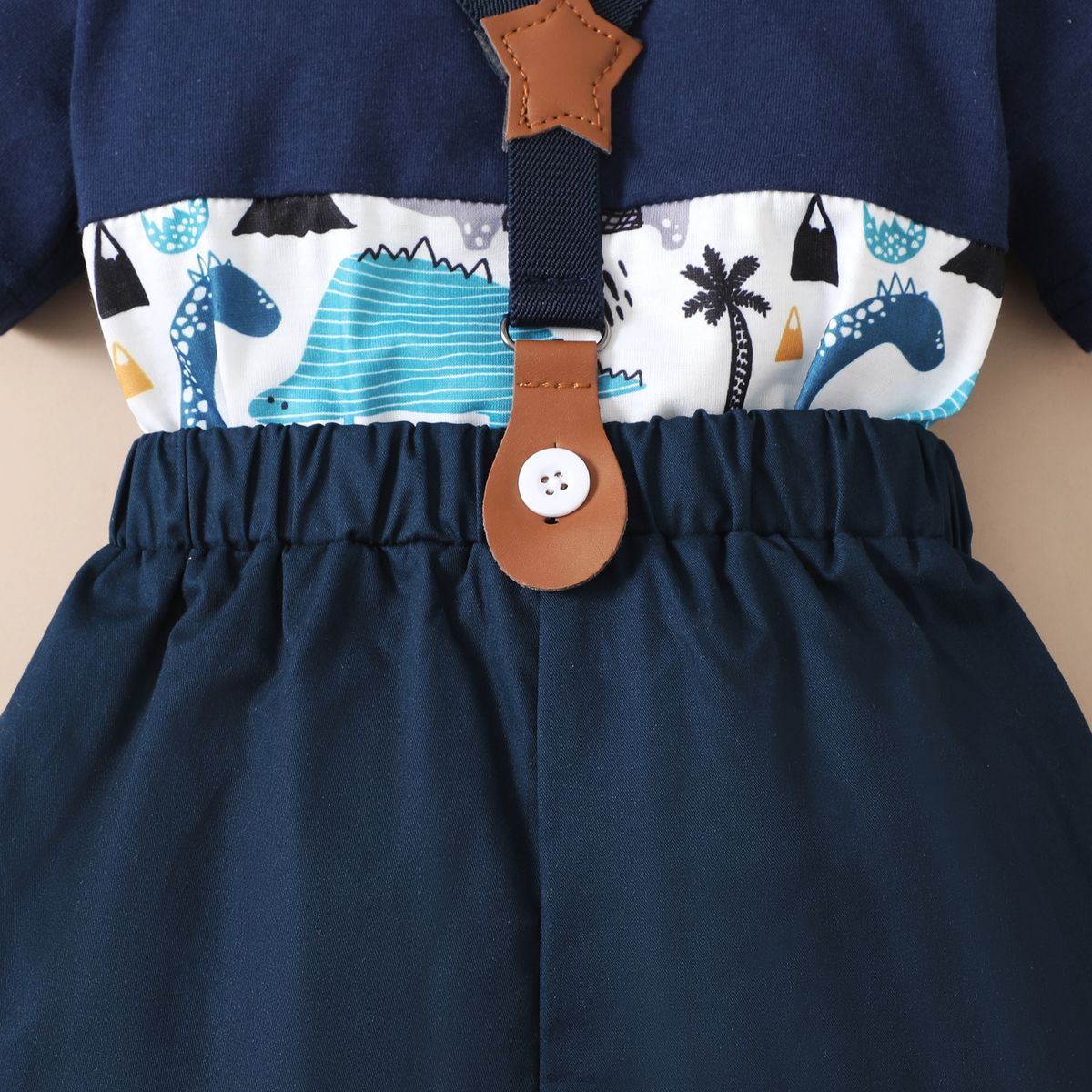 1-4 Years Kid Boy Polor Blue Short Sleeve Shirt+Overall