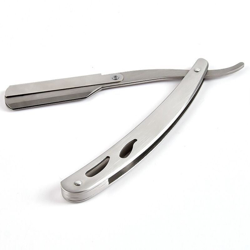 1 Pcs Men Shaving Barber Tools Hair  And Blades Antique Black Folding Shaving  Stainless Steel Straight  Holder
