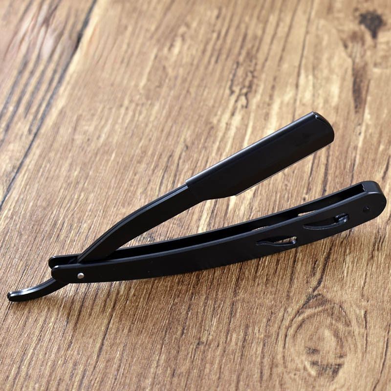 1 Pcs Men Shaving Barber Tools Hair  And Blades Antique Black Folding Shaving  Stainless Steel Straight  Holder