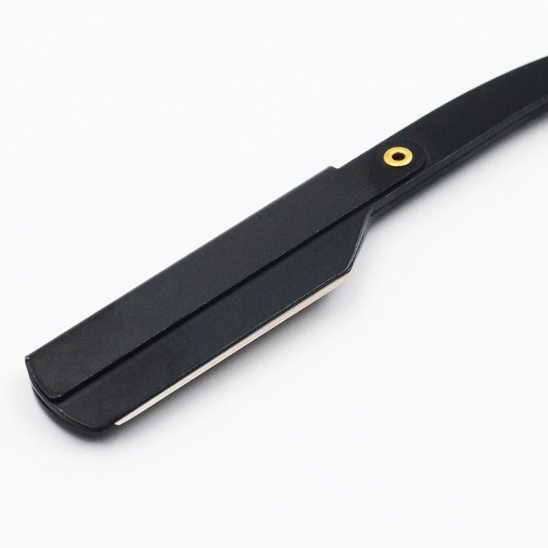 1 Pcs Men Shaving Barber Tools Hair  And Blades Antique Black Folding Shaving  Stainless Steel Straight  Holder