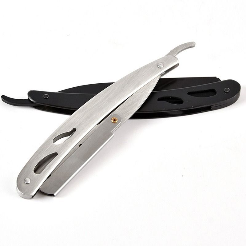 1 Pcs Men Shaving Barber Tools Hair  And Blades Antique Black Folding Shaving  Stainless Steel Straight  Holder