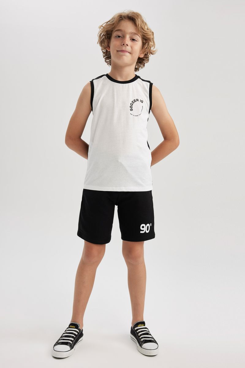 2 Piece Boy Casual Regular Fit Crew Neck Sleeveless Knitted Set - Black