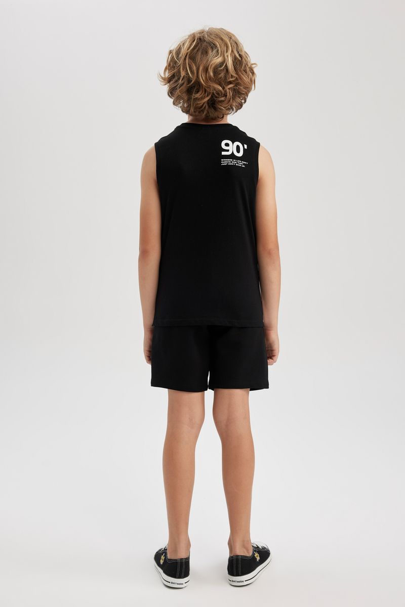 2 Piece Boy Casual Regular Fit Crew Neck Sleeveless Knitted Set - Black