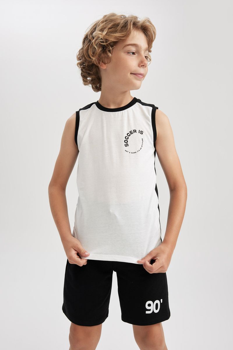 2 Piece Boy Casual Regular Fit Crew Neck Sleeveless Knitted Set - Black