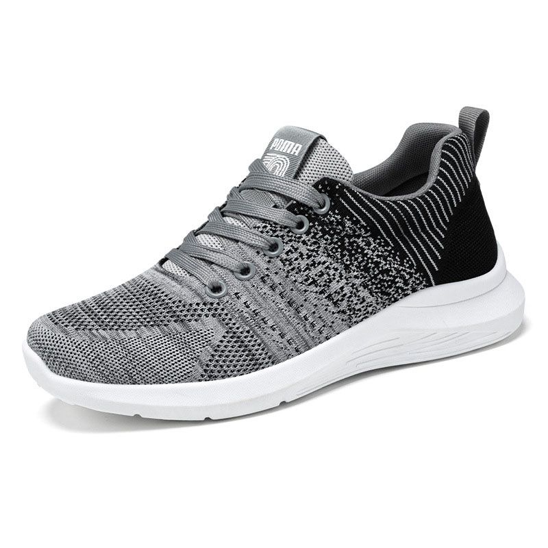 Men Classic Sneaker Sports Breathable Shoes Lace Up Footwear - Gray