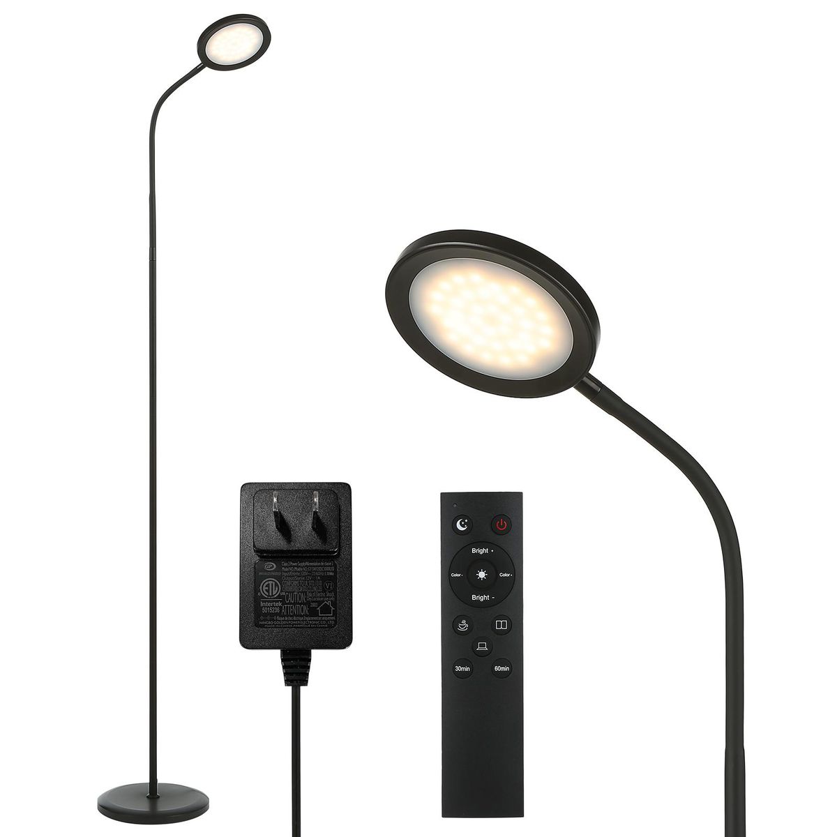 Tomshine 15W Bright LEDs Floor Lamp Modern Standing Light with Remote Control Touching Control Stepless Changing Color Temperatures Eye-caring Dimmable Reading Light for Reading Bedroom Office
