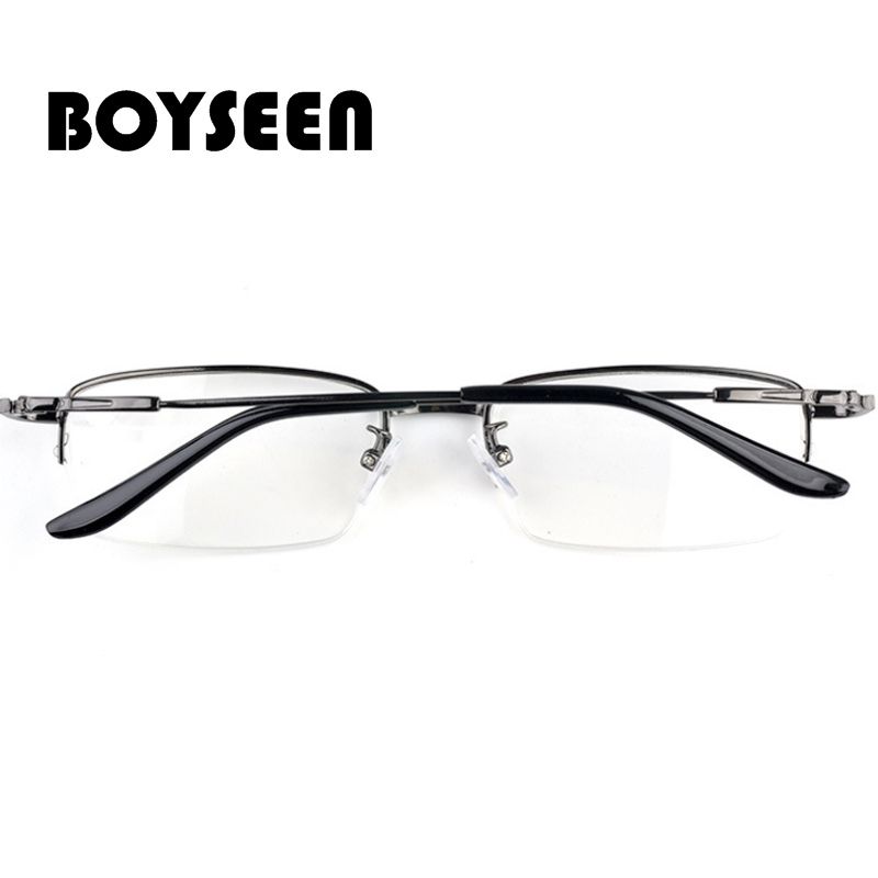 BOYSEEN Men's Half Frame Memory Glasses Fashion Metal Ultralight Myopia Finished Glasses 0962