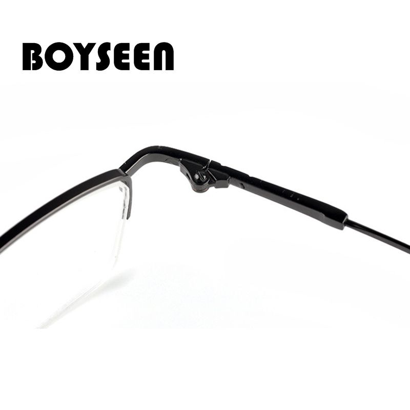 BOYSEEN Men's Half Frame Memory Glasses Fashion Metal Ultralight Myopia Finished Glasses 0962