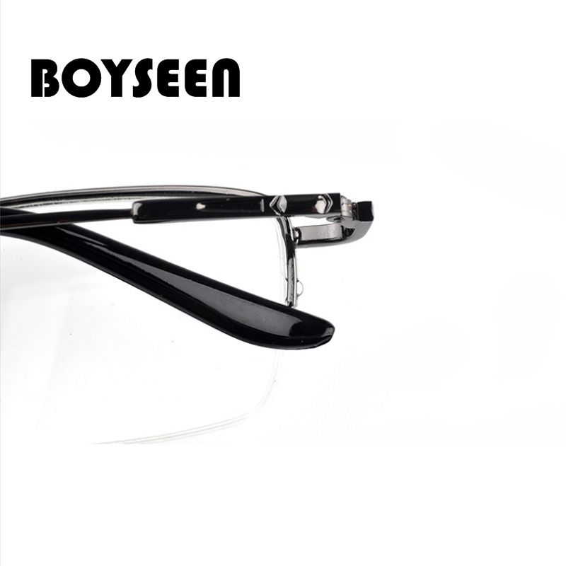 BOYSEEN Men's Half Frame Memory Glasses Fashion Metal Ultralight Myopia Finished Glasses 0962
