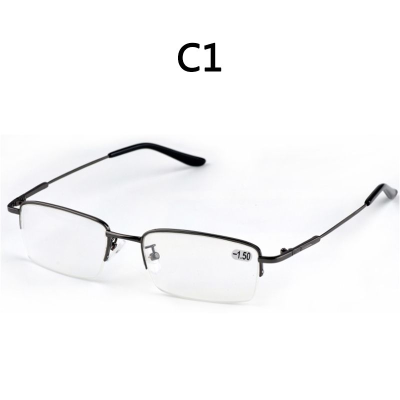 BOYSEEN Men's Half Frame Memory Glasses Fashion Metal Ultralight Myopia Finished Glasses 0962