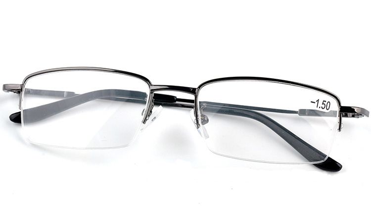 BOYSEEN Men's Half Frame Memory Glasses Fashion Metal Ultralight Myopia Finished Glasses 0962